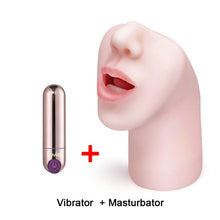Load image into Gallery viewer, Luvkis Male Masturbator with Neck and Vibrating Hole Realistic Oral 3D Deep Throat with Tongue Teeth Nose Sex Toys for Men Flesh