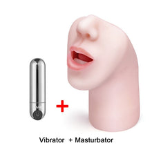 Load image into Gallery viewer, Luvkis Male Masturbator with Neck and Vibrating Hole Realistic Oral 3D Deep Throat with Tongue Teeth Nose Sex Toys for Men Flesh