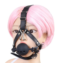 Load image into Gallery viewer, 40MM 45MM 50MM Large Silicone Mouth Gag with Nose Hook Harness Bondage Restraints Sex Toys for Couples Big Hollow Gag Ball