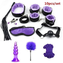 Load image into Gallery viewer, 10pcs Nylon Erotic Accessories Sex Handcuffs Whip Rope Gag BDSM Sex Bondage Restraints Set  Sex Toys for Couples Games