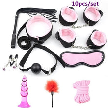 Load image into Gallery viewer, 10pcs Nylon Erotic Accessories Sex Handcuffs Whip Rope Gag BDSM Sex Bondage Restraints Set  Sex Toys for Couples Games
