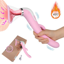 Load image into Gallery viewer, Sex Toys 12 Speed Dual Vibrating Nipple Sucker Udder Stimulator Warm G-Spot Dildo Vibrator Breast Enlargement Massager For Woman