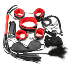 Load image into Gallery viewer, Adult Games BDSM Bondage Restraint Belt 10pcs/set Sex Handcuffs Nipple Clamp Whip Collar Love Kit Sex Toys for Couples