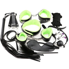 Load image into Gallery viewer, Adult Games BDSM Bondage Restraint Belt 10pcs/set Sex Handcuffs Nipple Clamp Whip Collar Love Kit Sex Toys for Couples