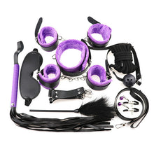 Load image into Gallery viewer, Adult Games BDSM Bondage Restraint Belt 10pcs/set Sex Handcuffs Nipple Clamp Whip Collar Love Kit Sex Toys for Couples
