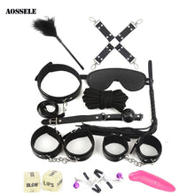 Load image into Gallery viewer, 12PCS BDSM Sex Bondage Set HandCuffs Collars Whip Rope Sex Toys For Couples Women Gay Nipple Clamps Vibrator Anal Butt Plug Tail