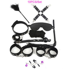 Load image into Gallery viewer, 12PCS BDSM Sex Bondage Set HandCuffs Collars Whip Rope Sex Toys For Couples Women Gay Nipple Clamps Vibrator Anal Butt Plug Tail