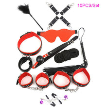 Load image into Gallery viewer, 12PCS BDSM Sex Bondage Set HandCuffs Collars Whip Rope Sex Toys For Couples Women Gay Nipple Clamps Vibrator Anal Butt Plug Tail