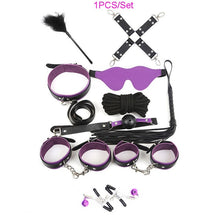 Load image into Gallery viewer, 12PCS BDSM Sex Bondage Set HandCuffs Collars Whip Rope Sex Toys For Couples Women Gay Nipple Clamps Vibrator Anal Butt Plug Tail