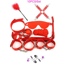 Load image into Gallery viewer, 12PCS BDSM Sex Bondage Set HandCuffs Collars Whip Rope Sex Toys For Couples Women Gay Nipple Clamps Vibrator Anal Butt Plug Tail