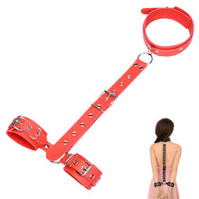 Load image into Gallery viewer, Female Leather Handcuff Neck collar Wrist strap Fetish Bondage Erotic sex toys Bdsm Restraint sex toy for Couple Adult sexy game