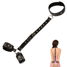 Load image into Gallery viewer, Female Leather Handcuff Neck collar Wrist strap Fetish Bondage Erotic sex toys Bdsm Restraint sex toy for Couple Adult sexy game