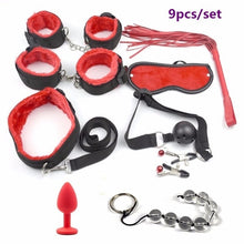 Load image into Gallery viewer, Sex Handcuffs Nipple Clamps Whip Mouth Gag Sex Mask Anal Plug Vibrator BDSM Bondage Set Erotic Sex Toys for Woman Men Adult Game