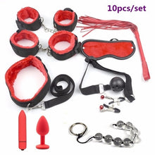 Load image into Gallery viewer, Sex Handcuffs Nipple Clamps Whip Mouth Gag Sex Mask Anal Plug Vibrator BDSM Bondage Set Erotic Sex Toys for Woman Men Adult Game