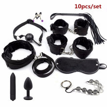 Load image into Gallery viewer, Sex Handcuffs Nipple Clamps Whip Mouth Gag Sex Mask Anal Plug Vibrator BDSM Bondage Set Erotic Sex Toys for Woman Men Adult Game