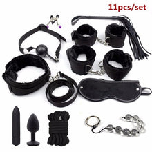 Load image into Gallery viewer, Sex Handcuffs Nipple Clamps Whip Mouth Gag Sex Mask Anal Plug Vibrator BDSM Bondage Set Erotic Sex Toys for Woman Men Adult Game