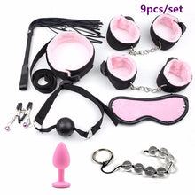 Load image into Gallery viewer, Sex Handcuffs Nipple Clamps Whip Mouth Gag Sex Mask Anal Plug Vibrator BDSM Bondage Set Erotic Sex Toys for Woman Men Adult Game
