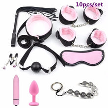 Load image into Gallery viewer, Sex Handcuffs Nipple Clamps Whip Mouth Gag Sex Mask Anal Plug Vibrator BDSM Bondage Set Erotic Sex Toys for Woman Men Adult Game