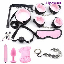 Load image into Gallery viewer, Sex Handcuffs Nipple Clamps Whip Mouth Gag Sex Mask Anal Plug Vibrator BDSM Bondage Set Erotic Sex Toys for Woman Men Adult Game