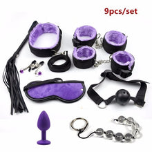 Load image into Gallery viewer, Sex Handcuffs Nipple Clamps Whip Mouth Gag Sex Mask Anal Plug Vibrator BDSM Bondage Set Erotic Sex Toys for Woman Men Adult Game