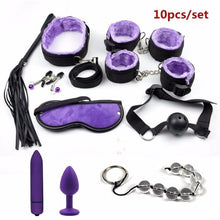 Load image into Gallery viewer, Sex Handcuffs Nipple Clamps Whip Mouth Gag Sex Mask Anal Plug Vibrator BDSM Bondage Set Erotic Sex Toys for Woman Men Adult Game
