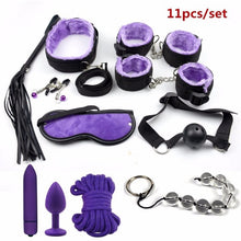 Load image into Gallery viewer, Sex Handcuffs Nipple Clamps Whip Mouth Gag Sex Mask Anal Plug Vibrator BDSM Bondage Set Erotic Sex Toys for Woman Men Adult Game